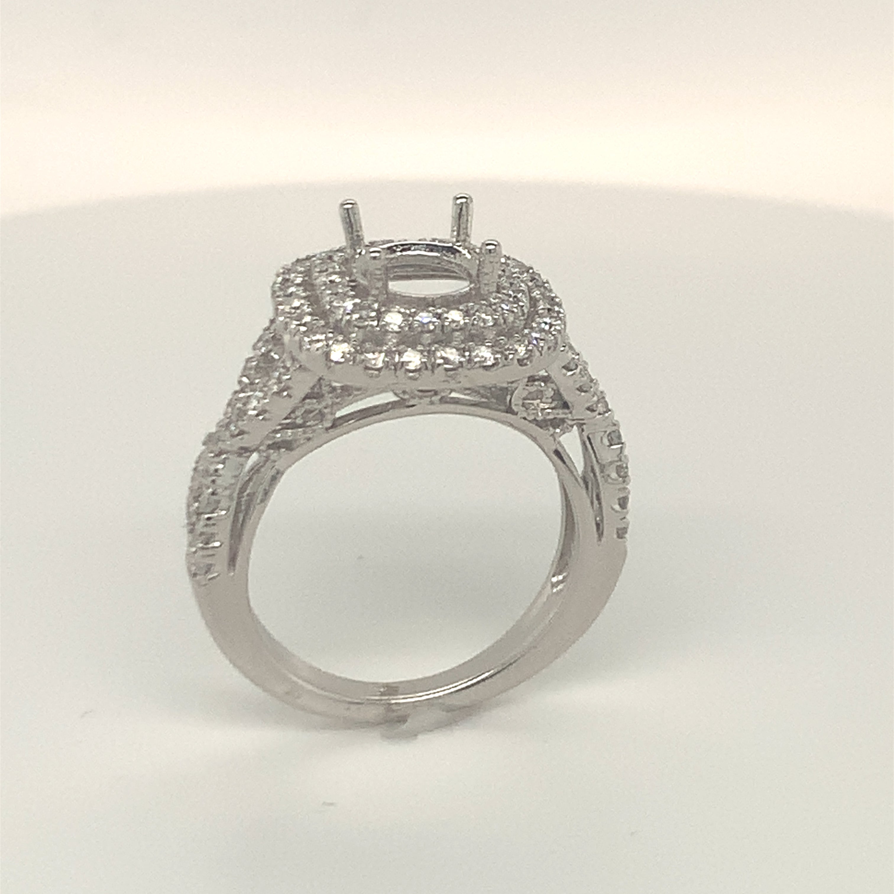 Diamond halo double row twisted design without center piece